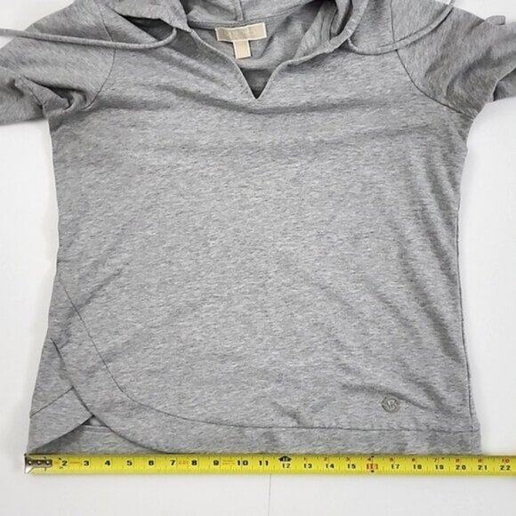 Michael Kors Women's Pullover Hoodie Heathered Grey Cotton Blend Stretch Size M - Picture 13 of 14